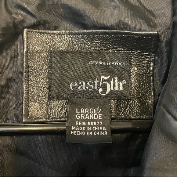 East 5th Genuine Leather Button Front Moto Jacket - Picture 4 of 7